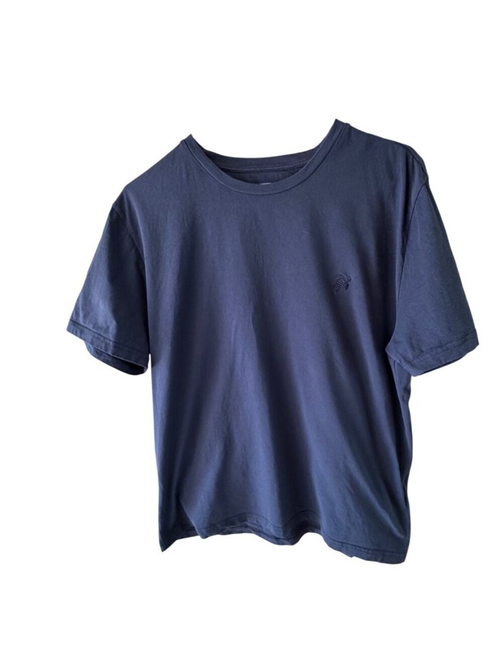 Vilebrequin Womens Short Sleeve Ribbed Crew Neck Shirt Size L Blue Cotton Casual